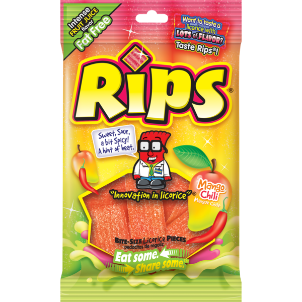 Rips Rips Bite-Size Mango Chili 4 oz. Peg Bag, PK12 34680